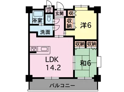 ハイエストマンション長嶺(2LDK/1階)の間取り写真