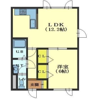 ビュウアミーゴ(1DK/2階)の間取り写真