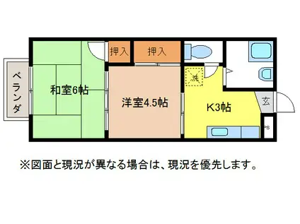 センチュリーハウス(2K/1階)の間取り写真