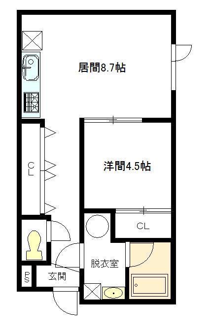 セレーノ旭町(1DK/1階)の間取り写真