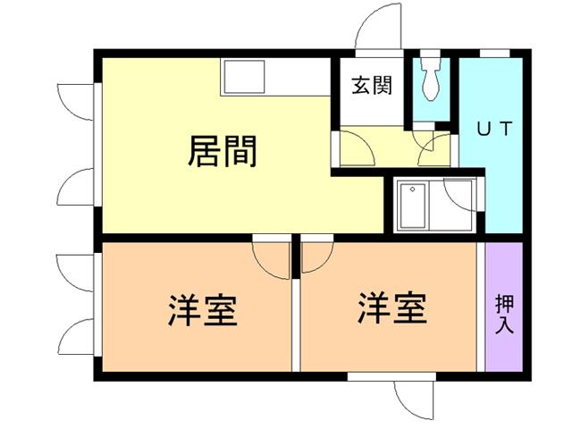 ハイツひとみ(2LDK/2階)の間取り写真
