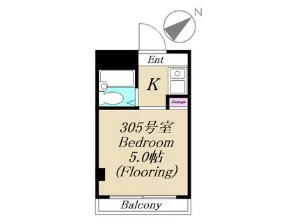 芦花公園ハイツ(ワンルーム/3階)の間取り写真