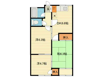 コーポ小西1(3DK/2階)の間取り写真