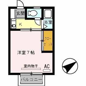 パークハウスB棟(1K/1階)の間取り写真