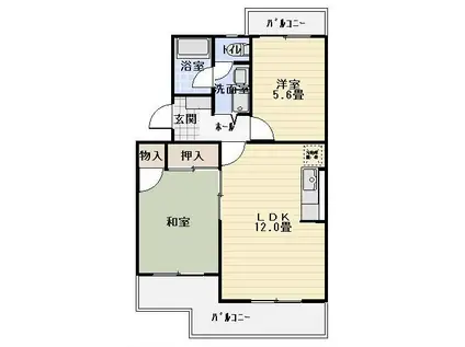 シオン竜南II(2LDK/4階)の間取り写真