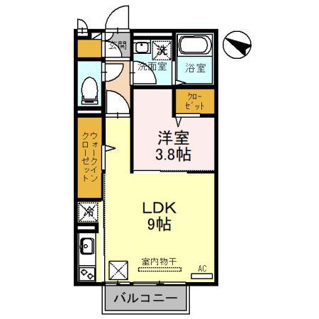 レセンテ出町A(1LDK/1階)の間取り写真