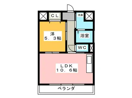 塔世西裏MSビル(1LDK/6階)の間取り写真