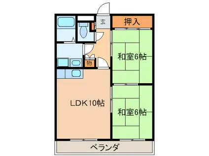 メゾン豊田(2LDK/4階)の間取り写真
