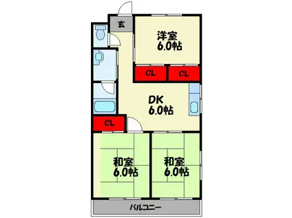 アメニティ川島(3DK/4階)の間取り写真