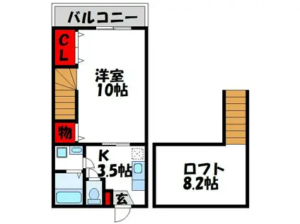 Fガーデン教育大前II(1K/2階)の間取り写真