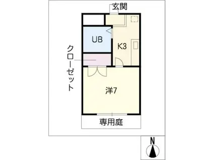 サンホワイトM下有知(1K/1階)の間取り写真