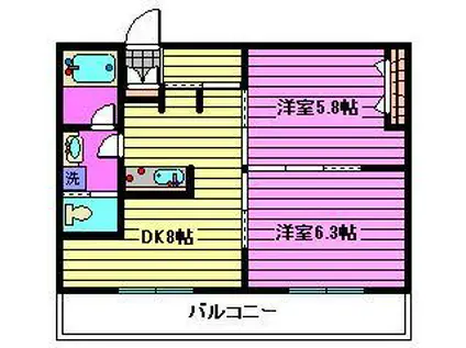 サンライズハウス(2DK/2階)の間取り写真