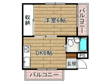 TWENTY20(1DK/2階)の間取り写真