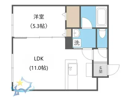 クレマティス円山(1LDK/2階)の間取り写真