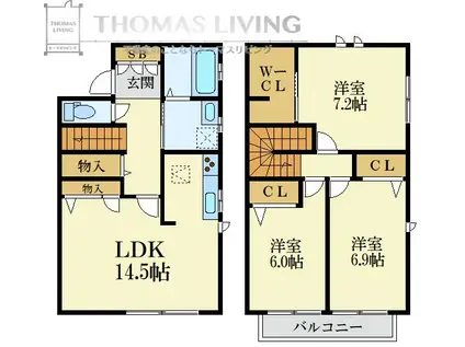 ルプラシード昭南(3LDK/1階)の間取り写真