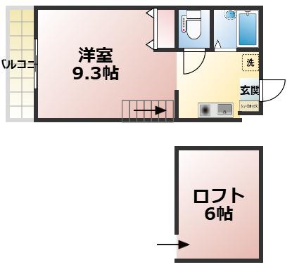 ドミールN竹原(1K/4階)の間取り写真