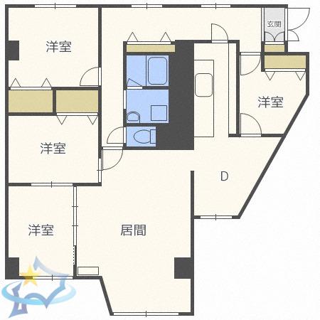 宮の森グランドハイツ(4LDK/2階)の間取り写真