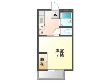 サンシティロッキー A(1K/1階)の間取り写真