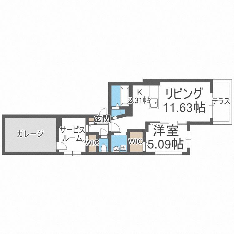 ビッグレジデンス旭ヶ丘(1LDK/1階)の間取り写真