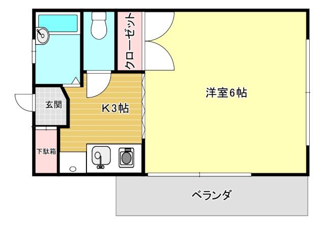 コーポヤマノ(1K/3階)の間取り写真