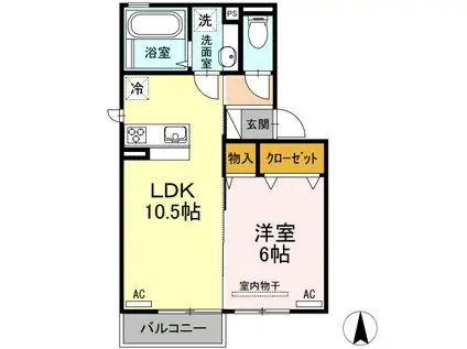 坪井サンハイツIV(1LDK/2階)の間取り写真