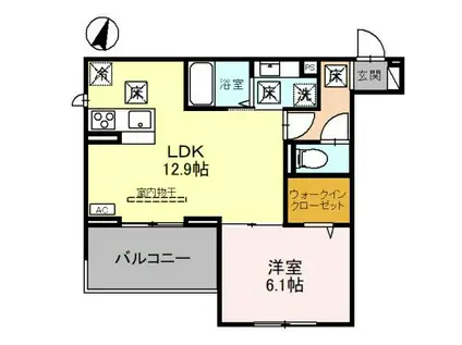 ヴィルソレイユ(1LDK/1階)の間取り写真