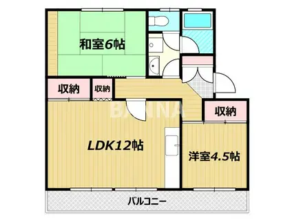 操南ハイツ(2LDK/2階)の間取り写真