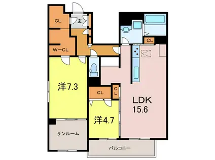 HIGH LINE PARK(2LDK/2階)の間取り写真