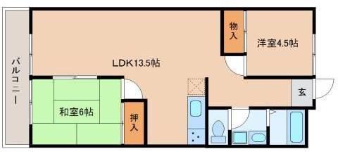 西田ハイツ(2LDK/1階)の間取り写真