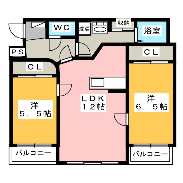 ウッドベルステージ(2LDK/1階)の間取り写真