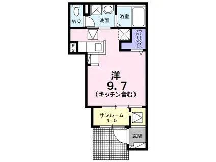 コンフォール B(ワンルーム/1階)の間取り写真