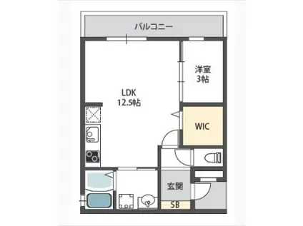 アドマス鶴原D棟(1LDK/2階)の間取り写真