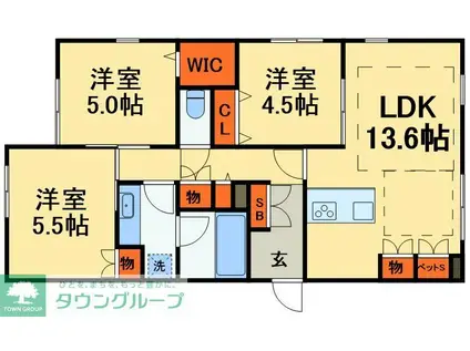 ソフィア南流山(3LDK/1階)の間取り写真