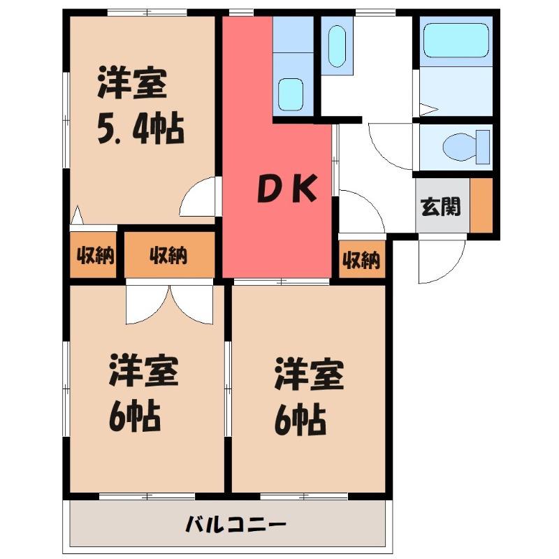 ラフィーネB(3DK/1階)の間取り写真