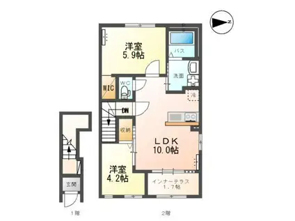 ウッドソレル(2LDK/2階)の間取り写真
