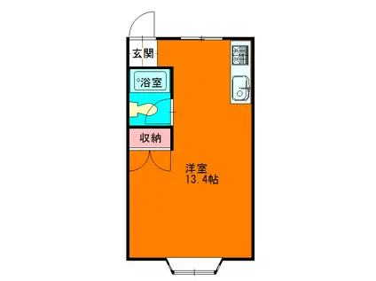 内ケ島サンハイツ(ワンルーム/1階)の間取り写真