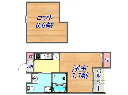 アクア東山(ワンルーム/1階)の間取り写真