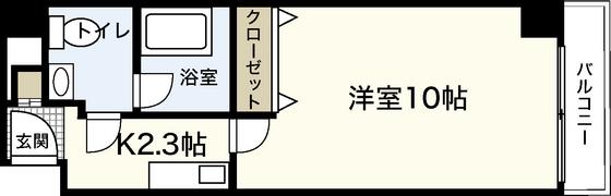 アンプレッシオン十日市(1K/6階)の間取り写真