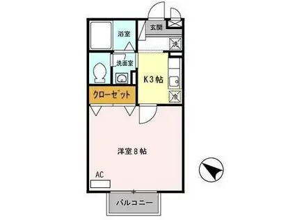 イミグラントクローバー(1K/1階)の間取り写真