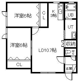 SUN NOBLE(2LDK/1階)の間取り写真
