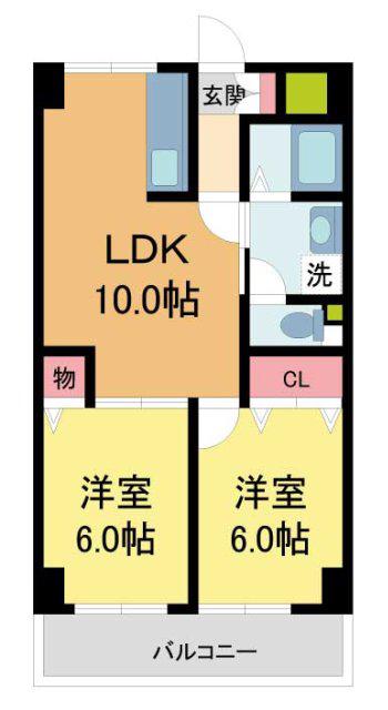 メゾンうねの(2LDK/2階)の間取り写真