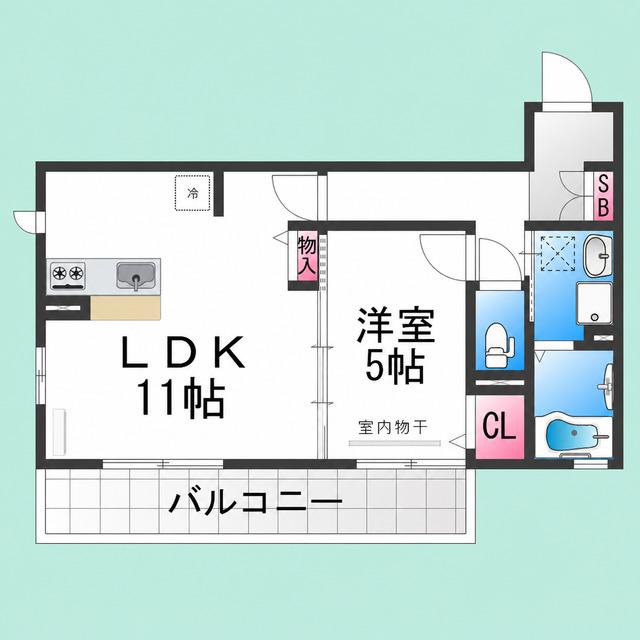地下鉄御堂筋線 北花田駅 徒歩10分 2階建 築14年(1LDK/1階)の間取り写真