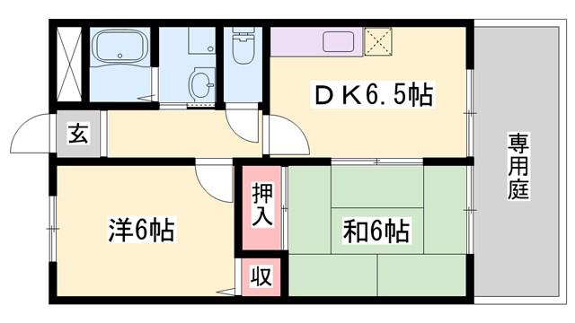 リバーサイド香呂(2DK/1階)の間取り写真