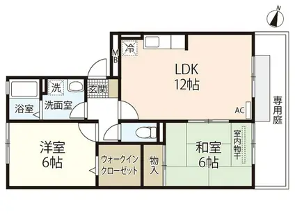 ラフィネ安芸弐番館(2LDK/1階)の間取り写真