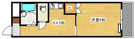 第1パークサイドマンション(1K/4階)の間取り写真