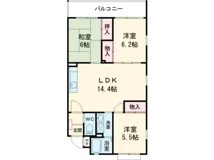 ステイウイズK(3LDK/4階)の間取り写真