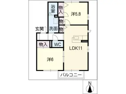 コート・チュドゥール(2LDK/1階)の間取り写真
