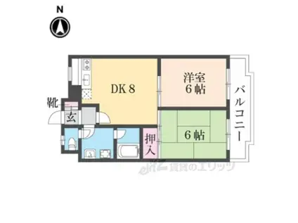 ルミエール出町柳(2DK/2階)の間取り写真