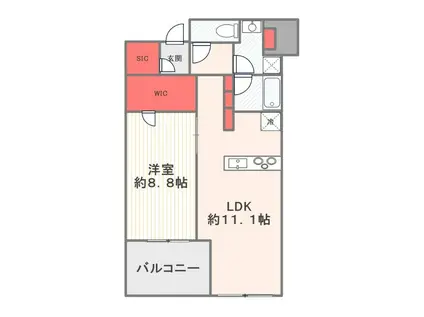 白金ザ・スカイ(1LDK/35階)の間取り写真