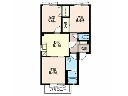 ファミールパレス(3DK/2階)の間取り写真